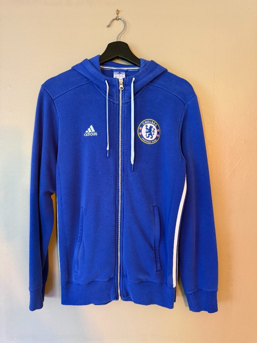 Adidas Chelsea FC Men's Royal Blue Full Zip Hoodie Sweatshirt Small